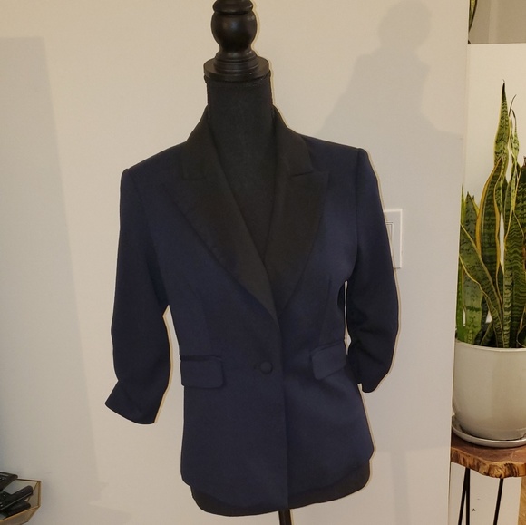 💚Robbi & Nikki Dark Blue Blazer with Black Lapel - Picture 4 of 5